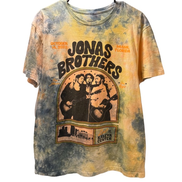 Jonas Brothers Ice-tie-dyed Concert Band Graphic Tee Size L - Picture 1 of 5